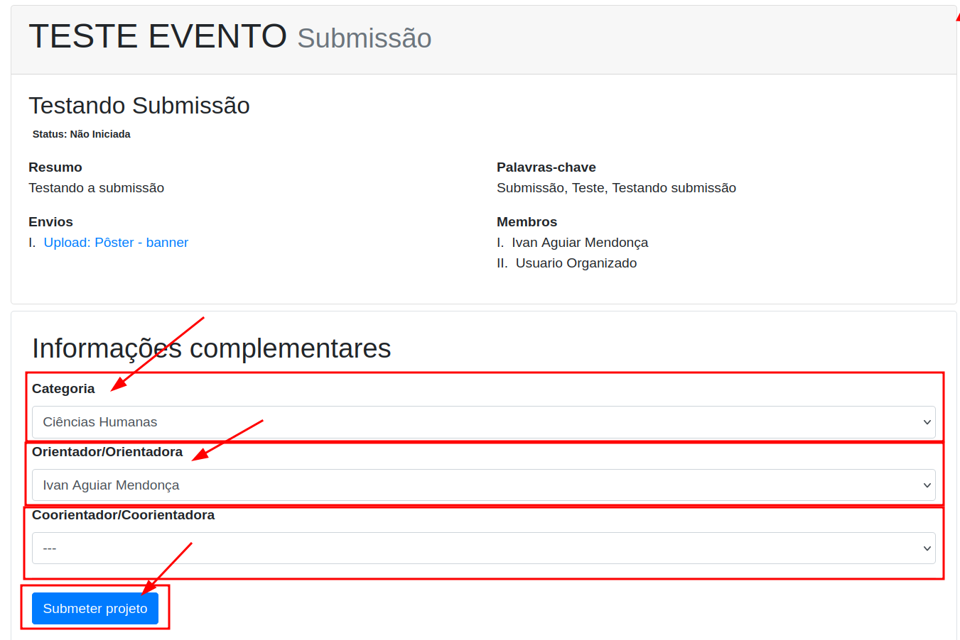 Submetendo projeto
